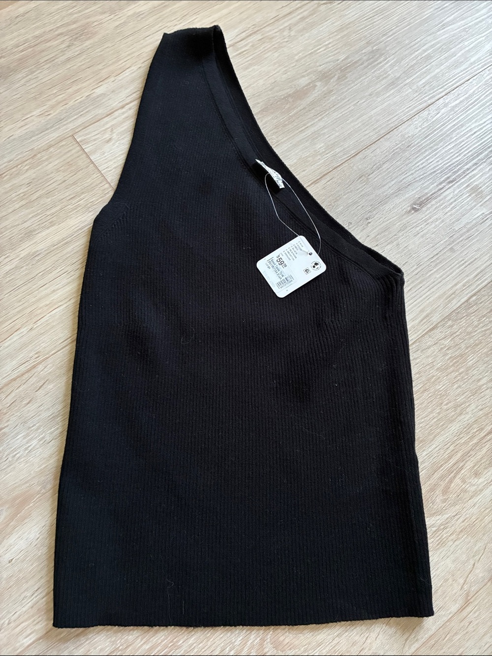 Free People One-Shoulder Ribbed Tank - Black - Picture 4 of 9